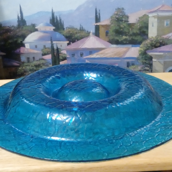 Recycled Glass Candle Stand Blue.🗻🇺🇸 Made In U.S.A. - Picture 4 of 4